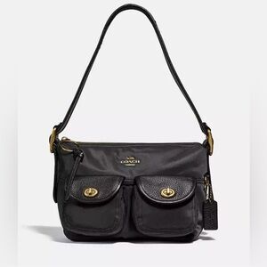 Coach Nylon Vintage Rose Print Interior Cargo Shoulder Bag